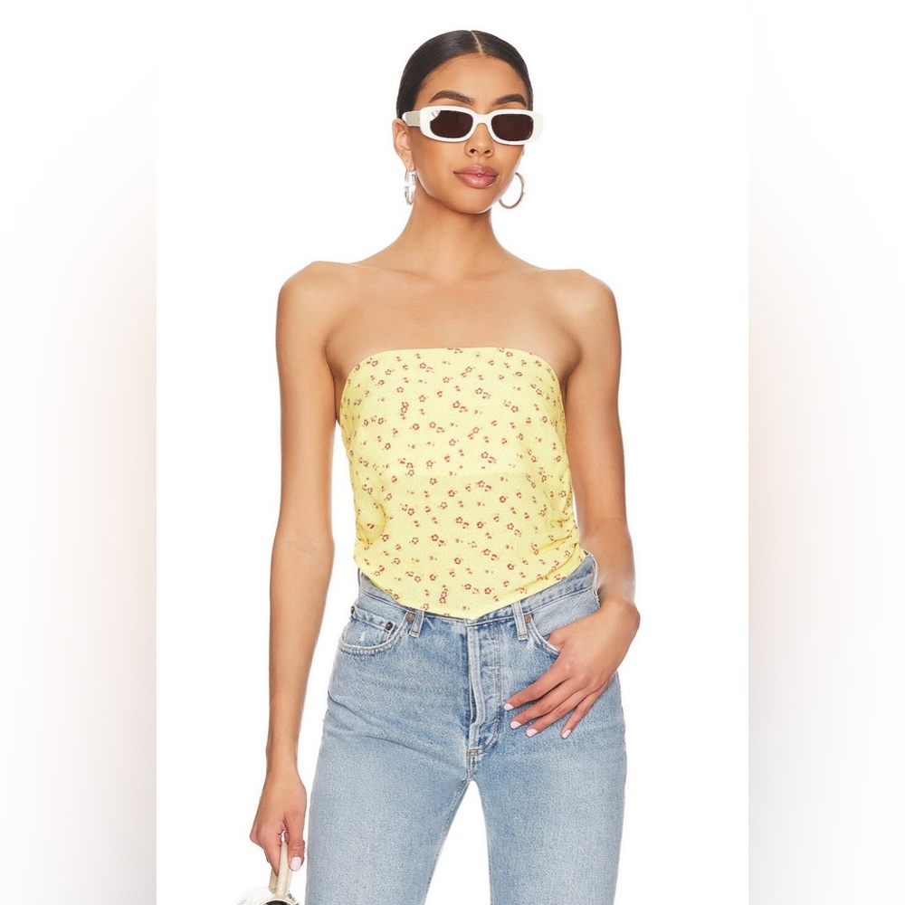 Cropped yellow floral top